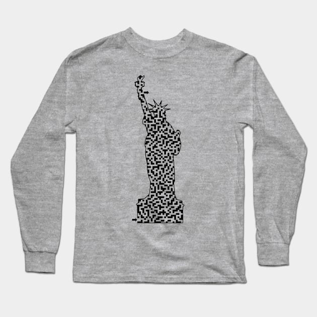 Statue of Liberty Shaped Maze & Labyrinth Long Sleeve T-Shirt by gorff